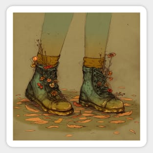 Flower Boots - PopSurrealism Illustration by Chrysta Kay Sticker